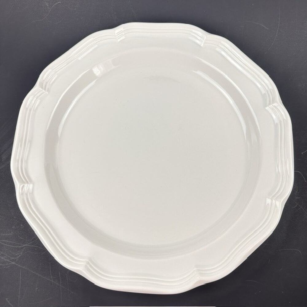 Mikasa French Countryside 12" Chop Plate (Round Platter) All White Scalloped VTG